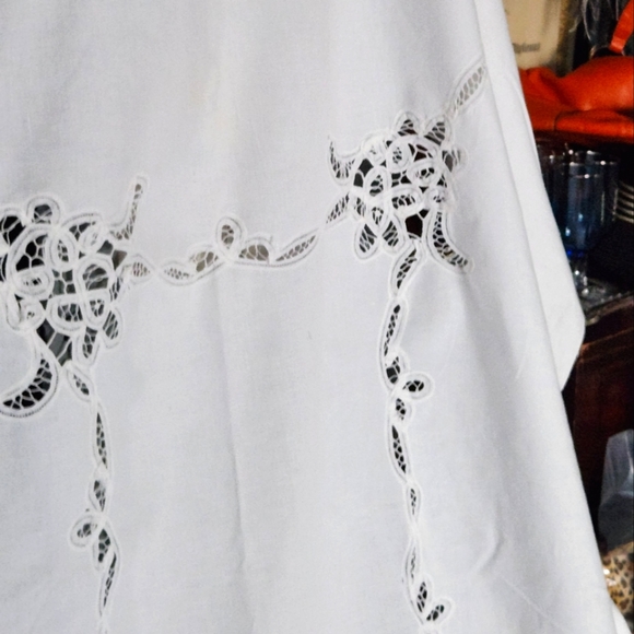 Vintage Bedding Vintage Crisp White Battenburg Lace Bed Cover Poshmark